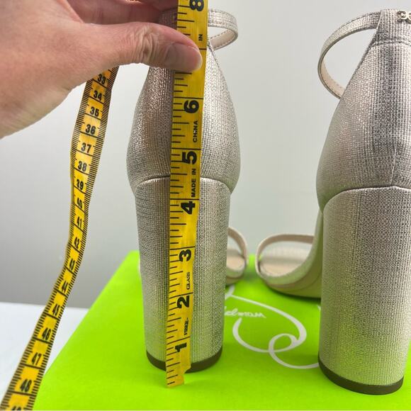 NIB Sam Edelman Yaro Block Heel Sandal Jute Gold sz 10.5 Party Cocktail Wedding - Picture 6 of 12